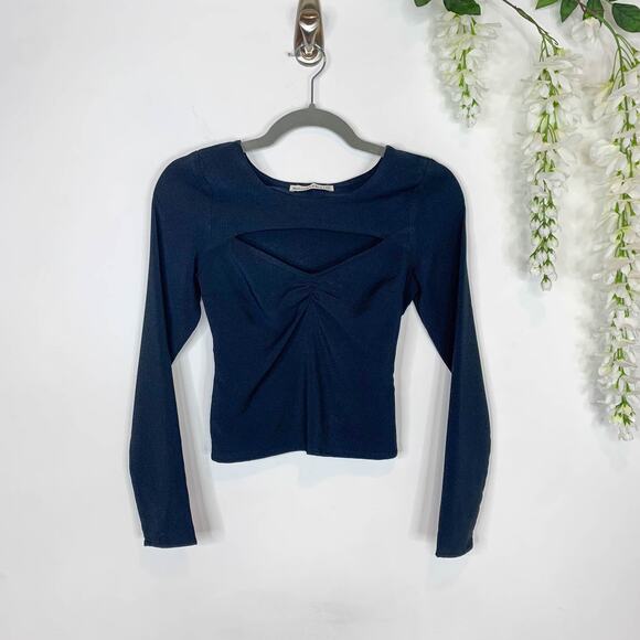 NWT ABERCROMBIE & FITCH y2k long sleeve triangle cutout top 90s - Picture 9 of 9